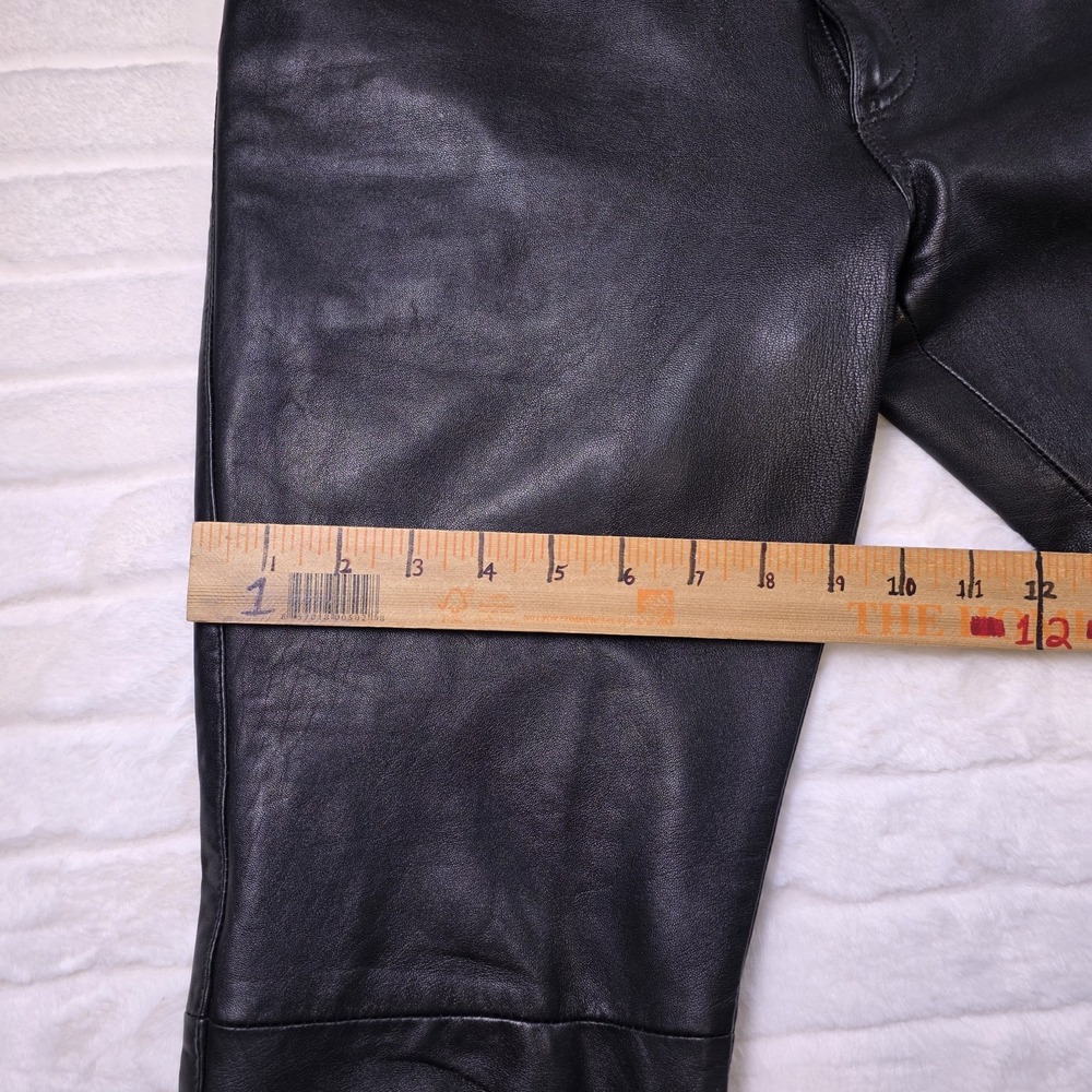 Vintage Gap Genuine Black Leather Pants Womens 6 Moto Biker Babe Retro Whimsey - Picture 7 of 11